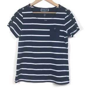 Karen Scott Intrepid Blue Nautical Style Blouse